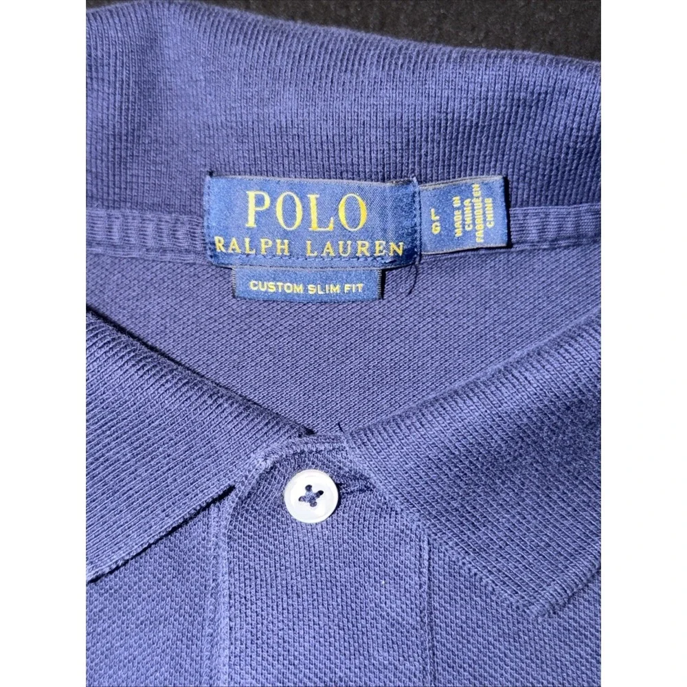 Polo Ralph Lauren Blue Short Sleeve Red Pony Custom Fit Mens Size Large